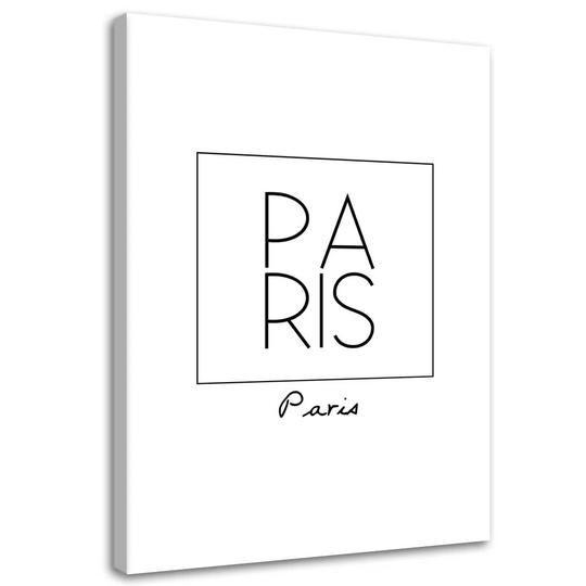 Canvas Print With Inscription Paris In Black And White