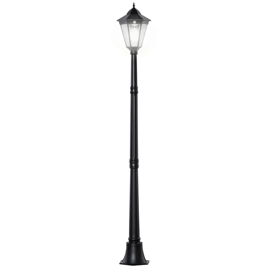 Outsunny Outdoor Solar Powered Lantern Lamp Garden Lamp Post Light - Black