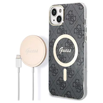 Guess 4G Edition Bundle Pack iPhone 14 Plus Case & Wireless Charger - Black