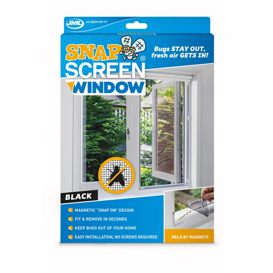 JML Snap Screen Window Magnetised Mesh Bug-Free Net - Black