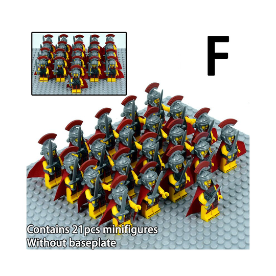 (F) 7 styles 21pcs minifigures ancient medieval soldiers without baseplate army building block