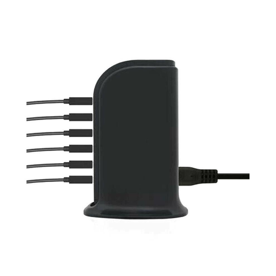 (Black) Multi 6 USB Ports Desktop Charger Tower Charging Dock Station Power Adapter