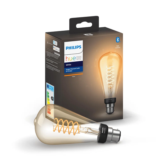 Philips Hue White Filament Single Smart LED ST64 Bulb B22 with Bluetooth