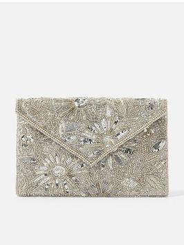 Accessorize Tara Clutch, Silver, Women