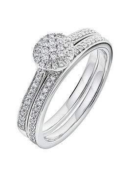 Love Diamond 9Ct White Gold 29 Point Diamond Cluster Bridal Set