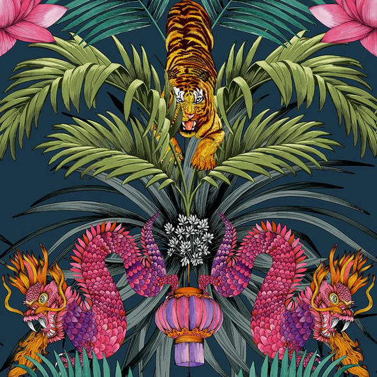 Belgravia Decor Wilson Tiger Blue Wallpaper