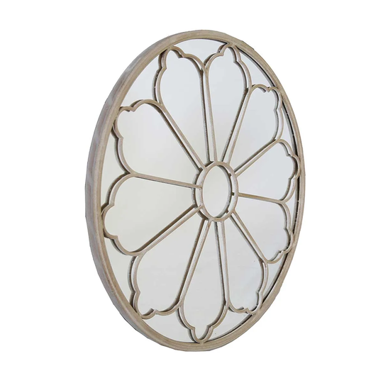 Charles Bentley Round Outdoor Flower Mirror - Cream