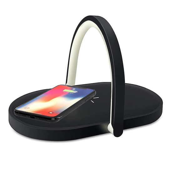 Wireless Charging Night Light, Three-in-one Collapsible 15w Fast Charging With Mobile Phone Holder Desk Lamp, Eye Protection Reading Bedside Table Lam