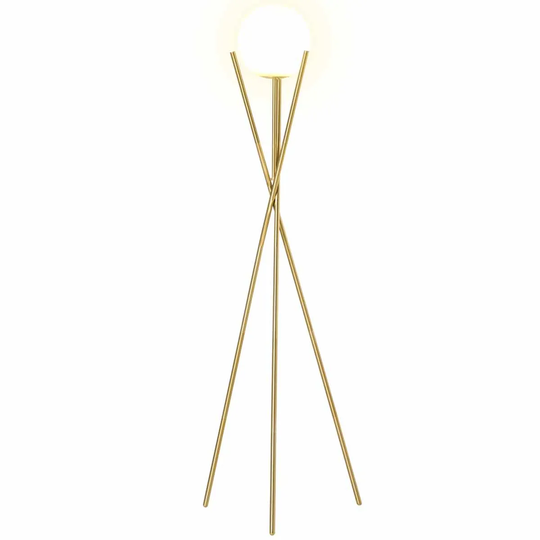HOMCOM 174Cm Modern Tripod Floor Lamp With Globe Lampshade And Foot Switch Gold And White