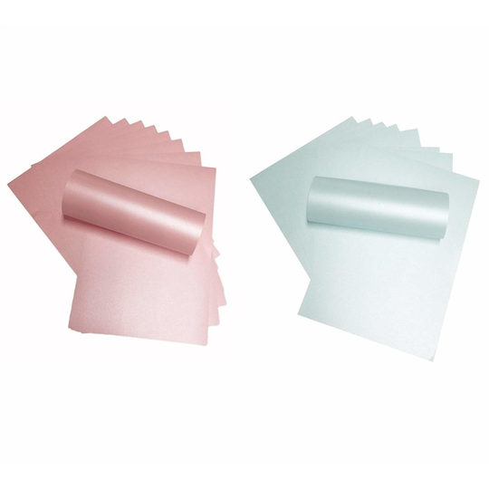 20 Sheets A4 Baby Pink and Baby Blue Pearlescent Shimmer Paper Double Sided 120gsm Suitable for Inkjet and Laser Printers 10 of Each