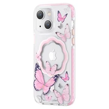 Kingxbar Butterfly Shiny iPhone 14 Hybrid Case - Roze