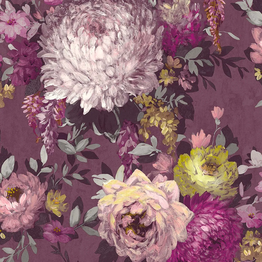Belgravia Decor Azzurra Floral Mulberry Wallpaper