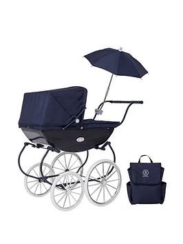 Bella Rosa Premium Navy Carriage Doll Pram Bundle