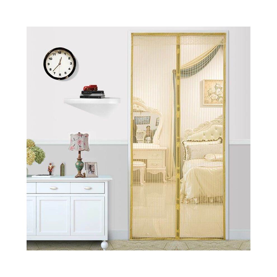 (Light Gold) Magnetic Insect Door Net Fly Insect Mesh Curtain