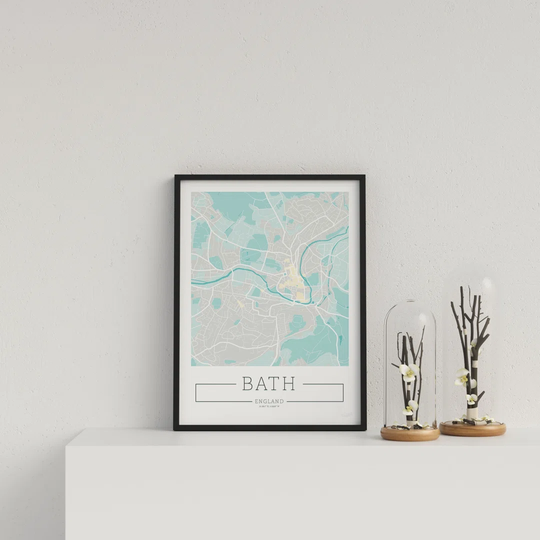 City Location Ordnance Map Blue Bath by Vouvart - Picture Frame Graphic Art