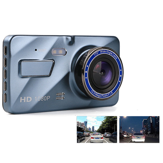 (Touching Dash Cam) 4" HD 1080P Dual Lens Car Dash Cam Front and Rear Camera Recorder 170°
