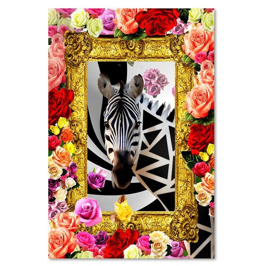 Canvas Print Abstract Colourful Flowers Zebra