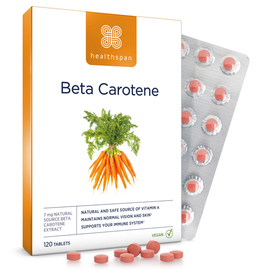 Healthspan Beta Carotene, 120 Tablets, Support Vision, Vegan