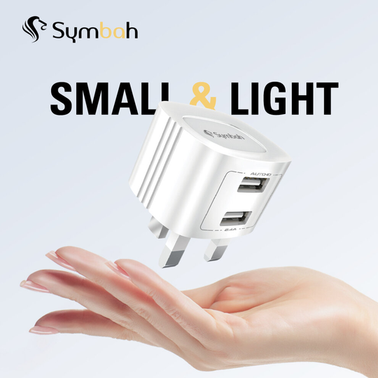 Symbah USB Plug Charger, Dual Port USB Wall Plug Adapter Fast charge 2.4A UK electrical adapter for iPhone, Samsung, Huawei