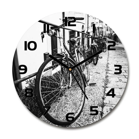 Glass Wall Clock 30Cm Round Decoration Picture Wall Art Modern Decoration Kitchen Living Room Silent - City Bikes,96639477