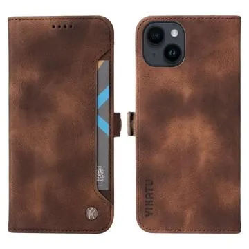 Yikatu YK-002 iPhone 14 Wallet Case with Card Slot - Brown