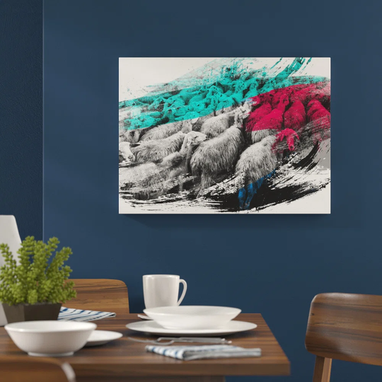 'Flock of Sheep' Graphic Art Print Poster