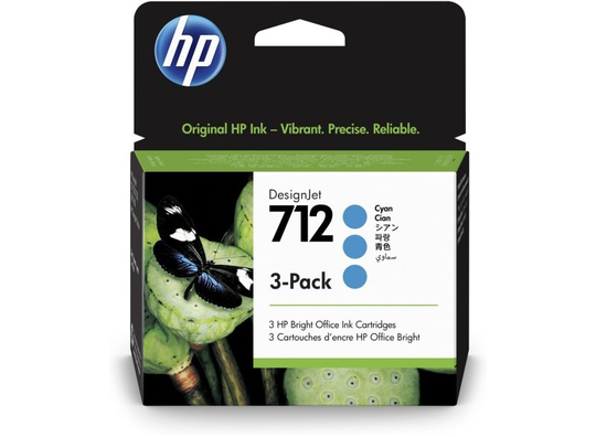HP 712 3-Pack 29-ml Cyan DesignJet Ink C