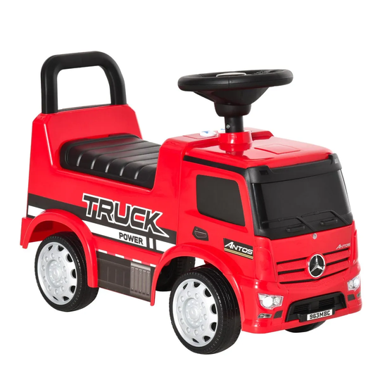 Reiten 3-in-1 Kids Mercedes Truck Ride On with Storage & Handle - Red