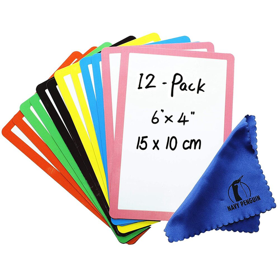 Dry Erase Magnets Set - 12 Pack - 6x4" Whiteboard Magnetic Labels - Small White Board Magnet Strips Name Tags for Home, Office and Classroom