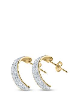 Love Gold 9Ct Yellow Gold Crystal Set Half Hoop Earrings