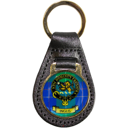 Leather Key Fob Scottish Family Clan Crest Inglis Made in Scotland