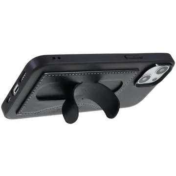 iPhone 14 Coated Case with Card Slot & Stand - Black