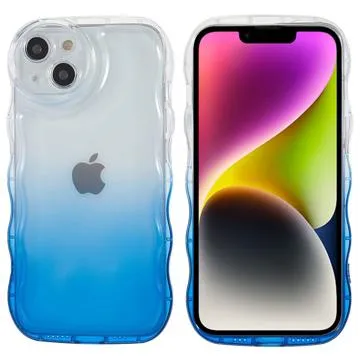 Wavy Edge Gradient iPhone 14 TPU Case - Blue