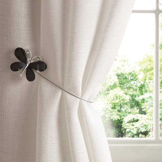 (5cm x 37cm, Black) Butterfly Magnetic Curtain Tie/Holdbacks
