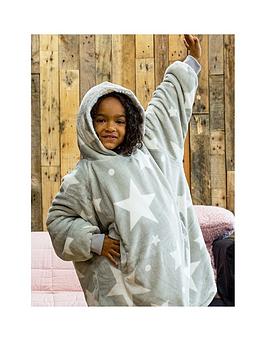 Rest Easy Sleep Better Hugzee Medium Wearable Fleece Hoodie &Ndash; Grey Star