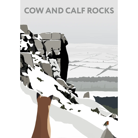 Cow and Calf Rocks Snow by Richard O'Neil - Graphic Art Print on Paper