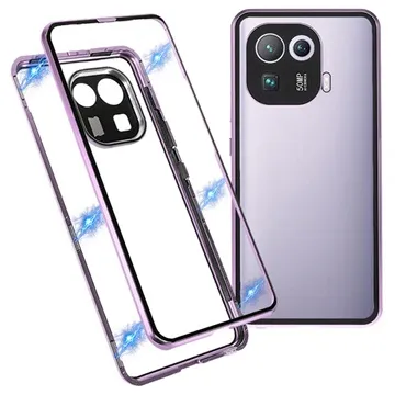 Xiaomi Mi 11 Pro Magnetic Case with Tempered Glass - Light Purple