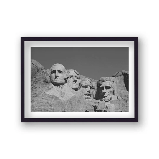 Black and White Mount Rushmore by Vouvart - Picture Frame Photograph