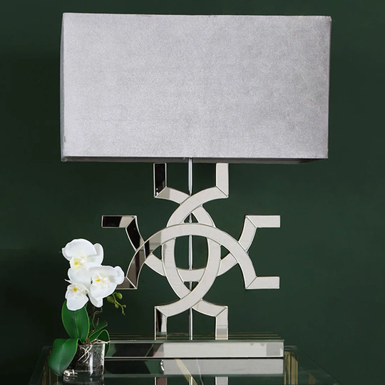 Mcgowan Table Lamps for Living Room, 67cm Glass Bedside Buffet Lamp with Glass Base and Velvet Shade