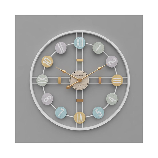 (white, 50 cm) 3D Retro Nordic Wall Clock Metal Roman Numeral DIY Decor Luxury Wall Clock For Home LivingRoom Cafe Bar Decor