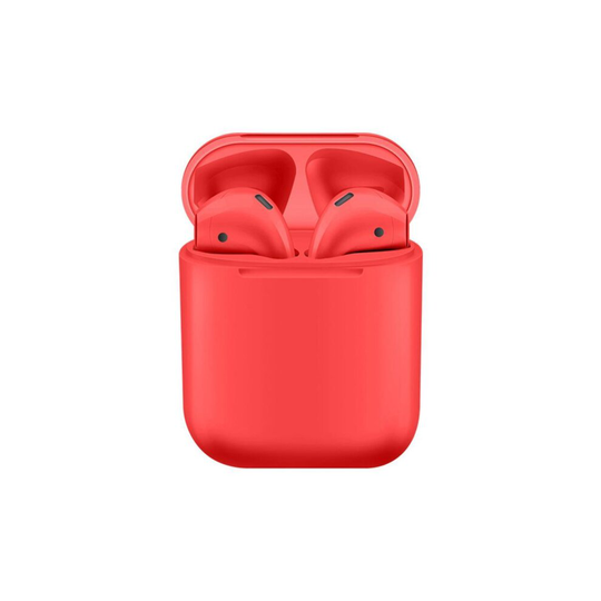 (Red) i12 TWS Wireless Bluetooth 5.0 Touch control Earphones with 300mAh Charging Dock Automatically Pairing
