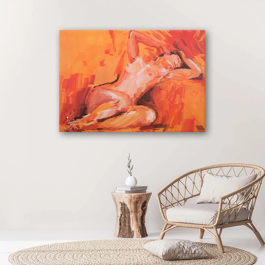 Canvas Print Nude Woman Orange