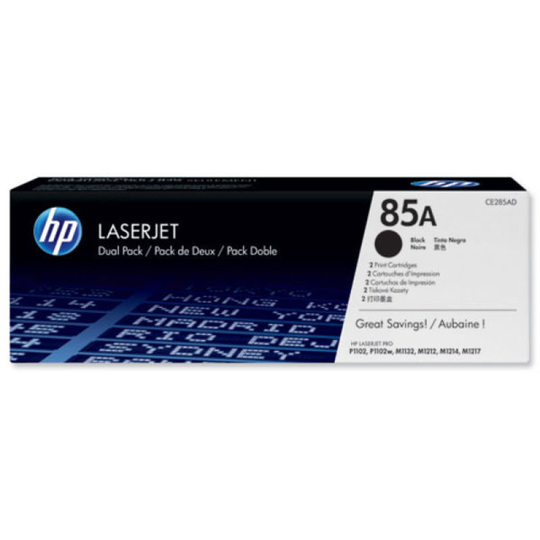 HP 85A Black Toner Cartridge Dual Pack - CE285AD