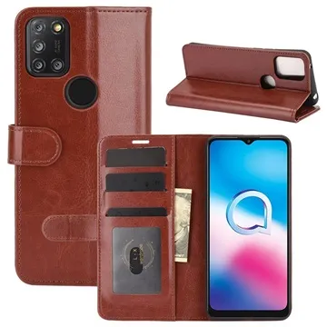 Alcatel 3X (2020) Wallet Case with Magnetic Closure - Brown