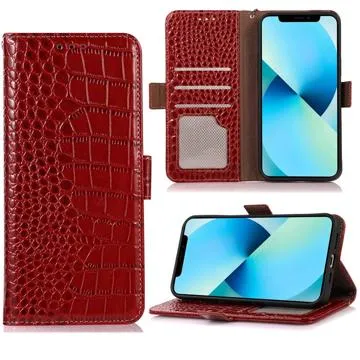 Crocodile Series Samsung Galaxy Xcover6 Pro Wallet Leather Case with RFID - Red