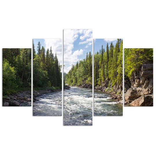 Canvas Print Forest Green River Nature