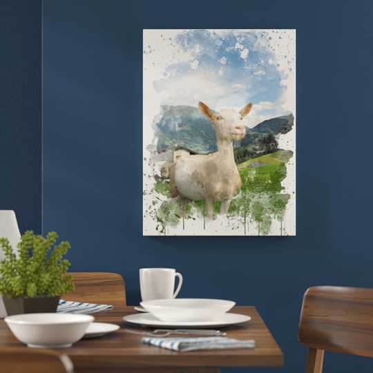 'Goat in Austria Mountain Landscape' Graphic Art Print Poster