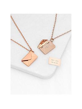 Treat Republic Personalised Secret Message Envelope Necklace - Rose Gold, Rose Gold, Women