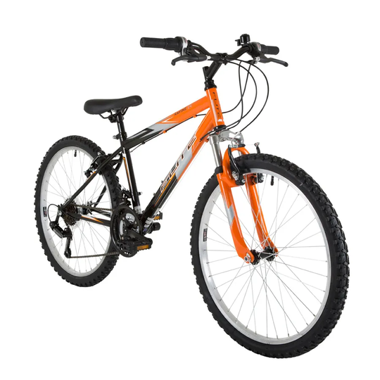Flite Ravine Kids 24-Inch Wheel Mountain Bike With Front Suspension - Black And Orange