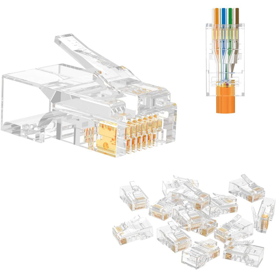 VCE RJ45 Connector CAT5 CAT5E Pass Through RJ45 Plug EZ RJ45 Ends 50pcs